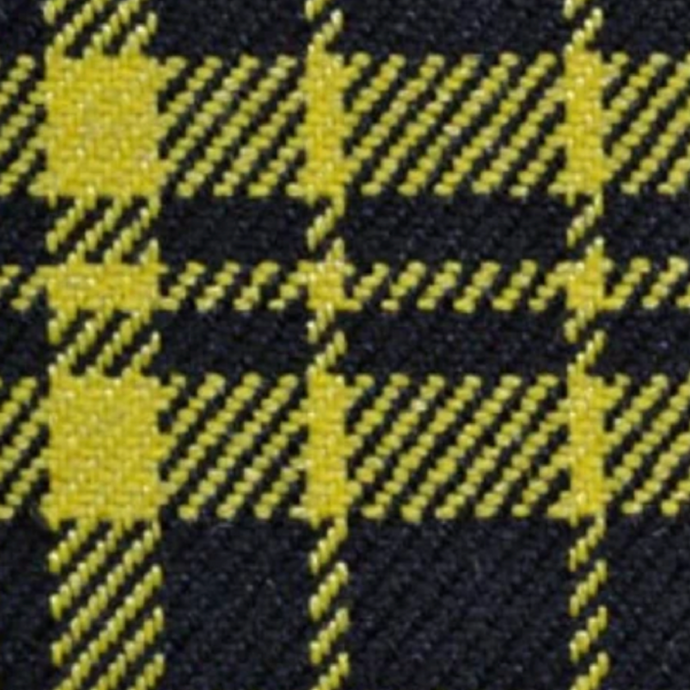 Vintage Opel Plaid Wool Fabric - Black / Yellow