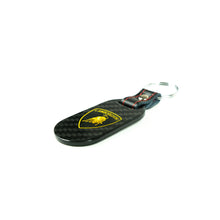 Load image into Gallery viewer, Fabspeed Lamborghini Shield &amp; Script Carbon Fiber Keyring
