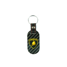 Load image into Gallery viewer, Fabspeed Lamborghini Shield &amp; Script Carbon Fiber Keyring
