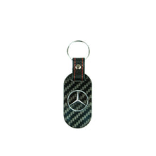 Load image into Gallery viewer, Fabspeed Mercedes Silver Star &amp; Script Carbon Fiber Keyring
