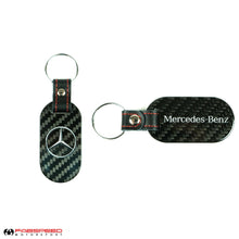 Load image into Gallery viewer, Fabspeed Mercedes Silver Star &amp; Script Carbon Fiber Keyring

